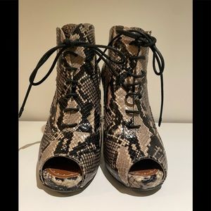 Proenza Schouler snakeskin peep toe booties. Worn only once. Mint condition.